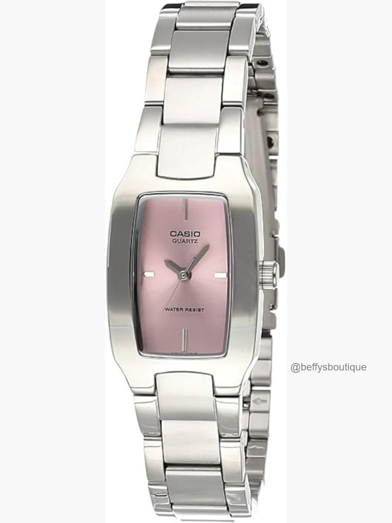 Ladies Analog Pink Dial Stainless Steel Watch  Quartz Water Resistant